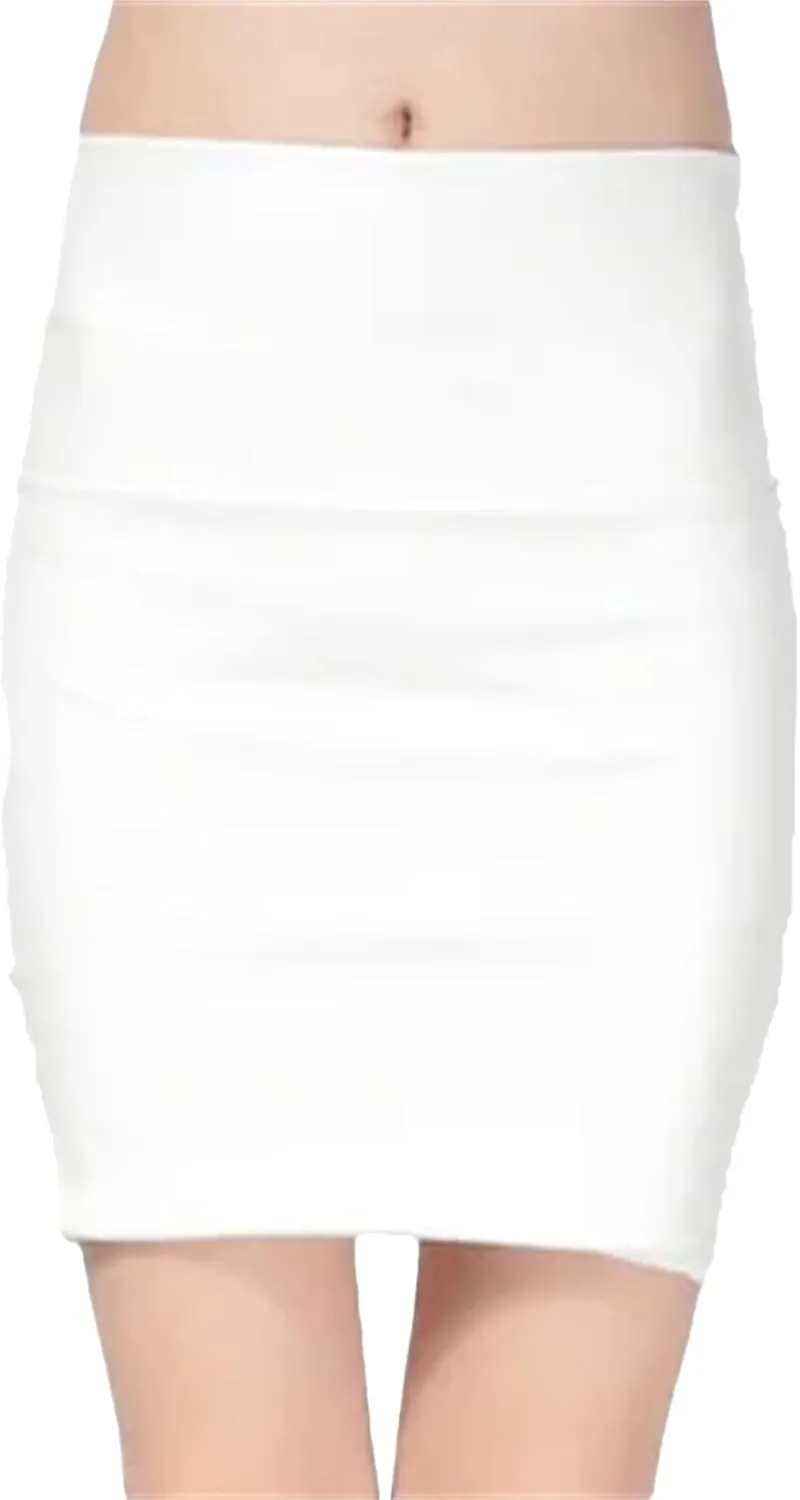 Womens Faux Leather Pencil Skirt High Waist Slim Short Spring Casual Solid