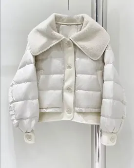 Women's Winter Duck Down Jacket with Luxurious Sheepskin Collar