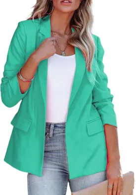 Womens Work Blazer Business Casual 3/4 Sleeve Tops Office Shirts Slim Fit Suit Jacket Fall Blouses Casual Outerwears
