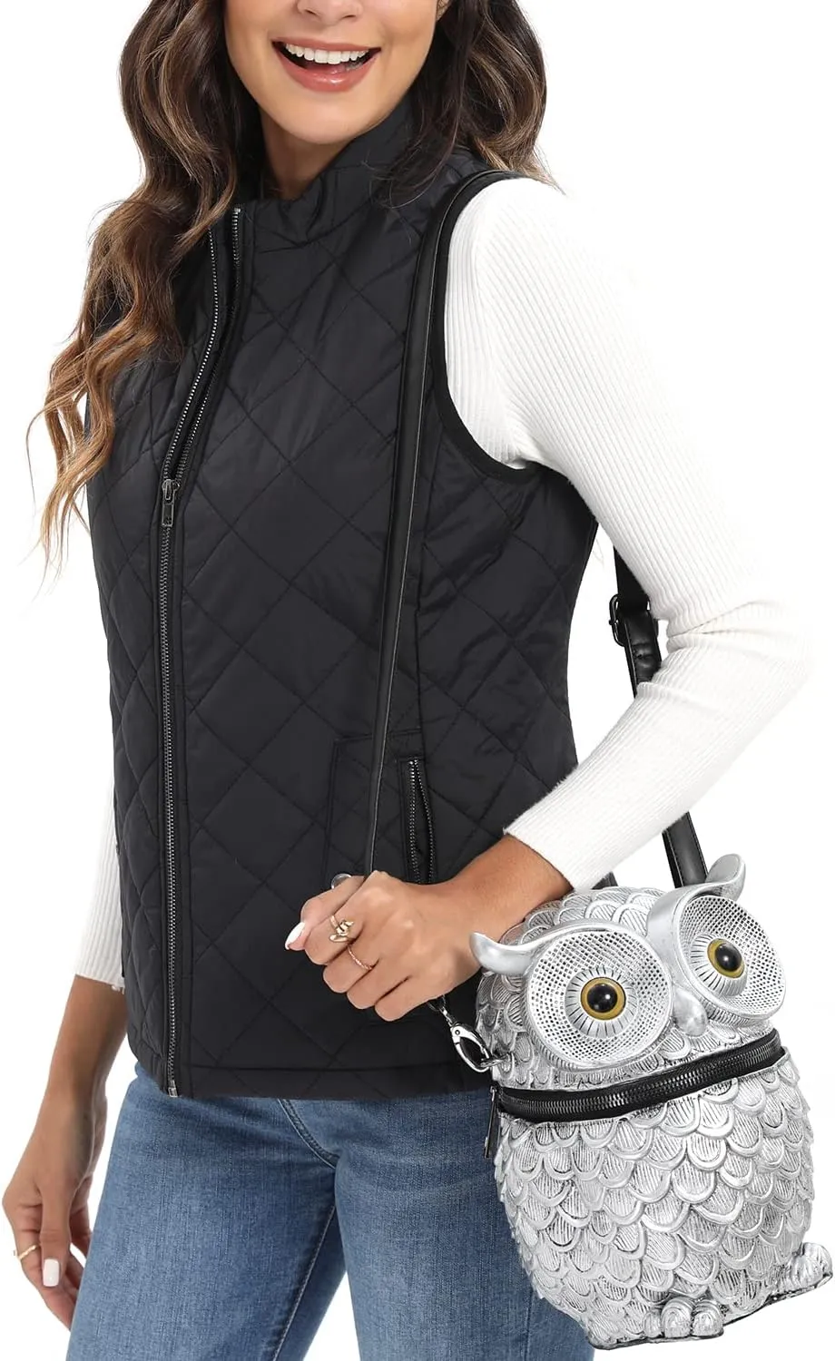 Xeoxarel Women's Quilted Vest with 4 Pockets, Puffer Padded Gilet (Available in Inner Pockets)