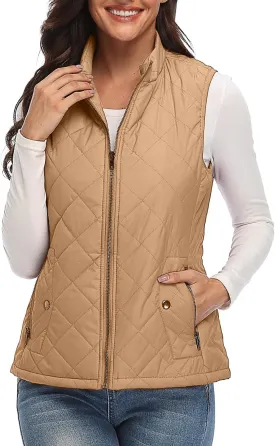 Xeoxarel Women's Quilted Vest with 4 Pockets, Puffer Padded Gilet (Available in Inner Pockets)
