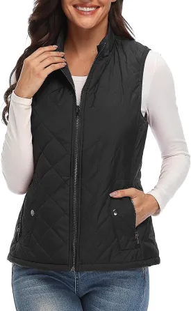Xeoxarel Women's Quilted Vest with 4 Pockets, Puffer Padded Gilet (Available in Inner Pockets)