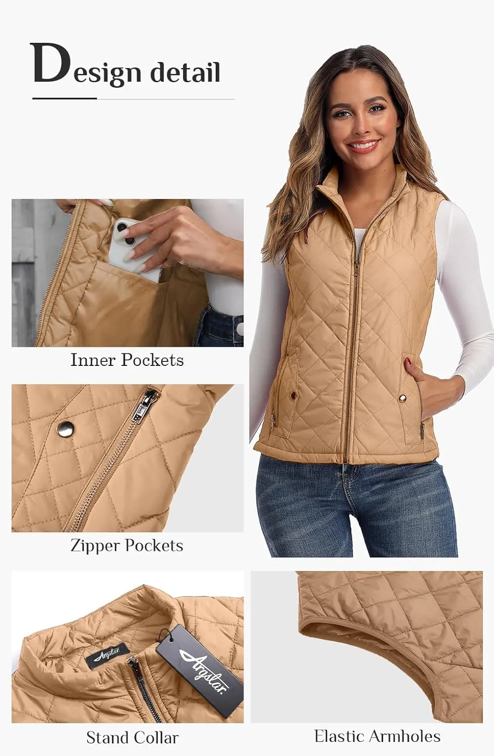 Xeoxarel Women's Quilted Vest with 4 Pockets, Puffer Padded Gilet (Available in Inner Pockets)